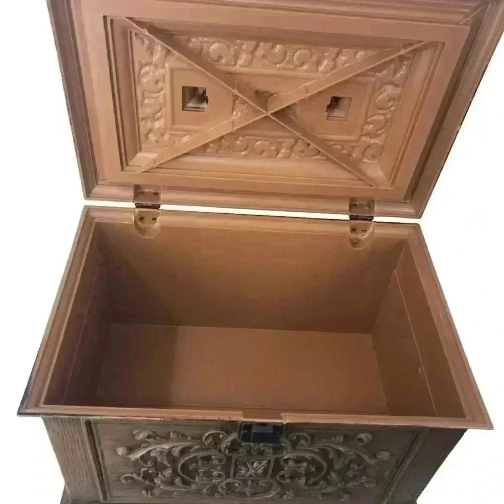 Vintage 1970s Max Klein Sewing Box – Faux Wood Plastic Storage Chest USA Made